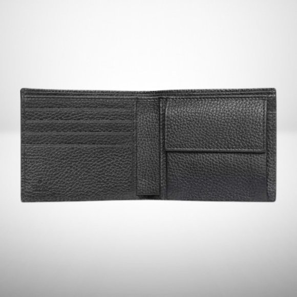 GUCCI BLACK LEATHER GG MONOGRAM LOGO BI-FOLD WALLET - Picture 4 of 6